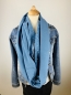 Preview: Schal aus Baumwollmusselin in blau und hellblau mit weißen Punkten